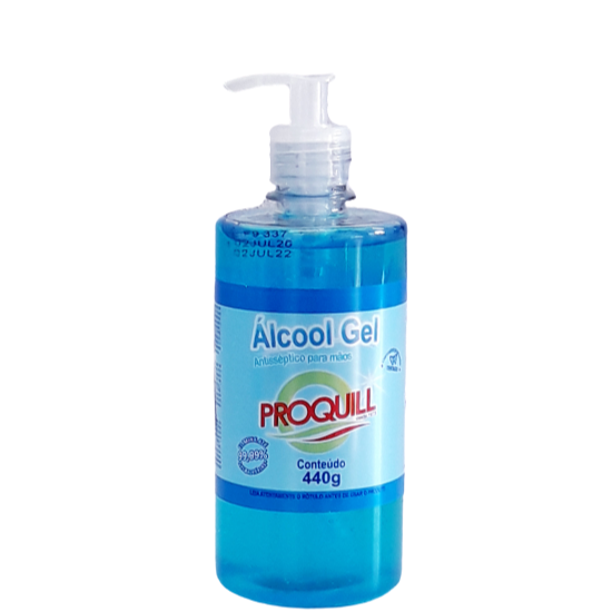 ÁLCOOL GEL ANTISSÉPTICO PROQUILL C/ 440 GR/ 500 ML C/ VÁLVULA